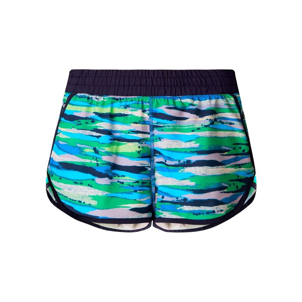 Lululemon Tracker Low Rise Blue and Green Lined Shorts. Size 6. Good Condition.